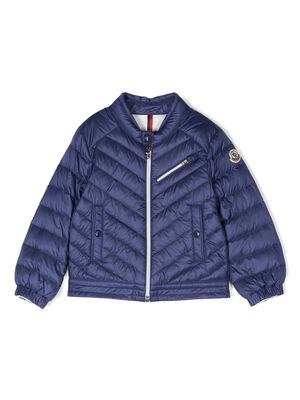 Moncler Enfant logo-patch goose-down bomber jacket - Blue