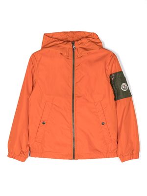 Moncler Enfant logo-patch hooded jacket - Orange