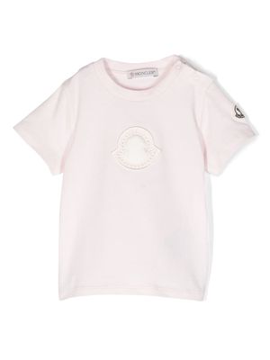 Moncler Enfant logo-patch jersey T-shirt - Pink