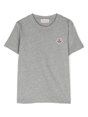 Moncler Enfant logo-patch mélange T-shirt - Grey
