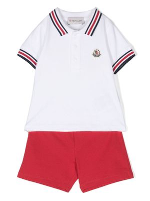 Moncler Enfant logo-patch polo and shorts set - White