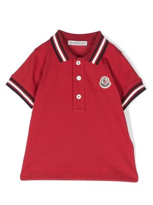 Moncler Enfant logo-patch polo shirt - Red