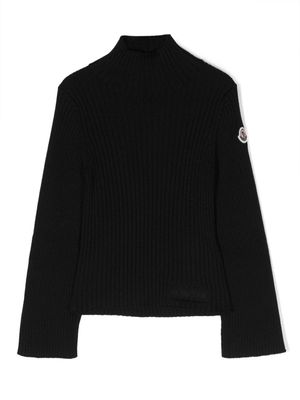 Moncler Enfant logo-patch ribbed-knit jumper - Black