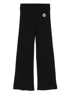 Moncler Enfant logo-patch ribbed-knit trousers - Black