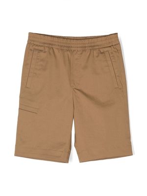 Moncler Enfant logo-patch shorts - Brown