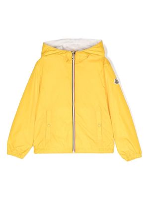 Moncler Enfant logo-patch sleeve hooded jacket - Yellow