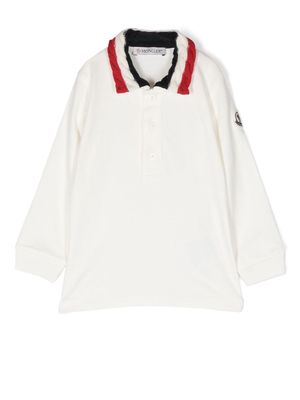 Moncler Enfant logo-patch sleeve polo top - White