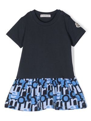 Moncler Enfant logo-patch sleeve T-shirt dress - Blue