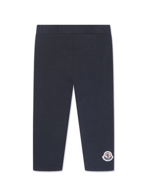 Moncler Enfant logo-patch stretch-cotton leggings - Blue