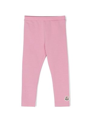 Moncler Enfant logo-patch stretch-cotton leggings - Pink