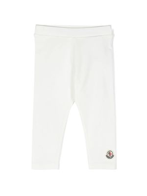 Moncler Enfant logo-patch stretch-cotton leggings - White