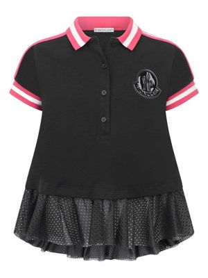 Moncler Enfant logo-patch stretch-cotton polo shirt - Black