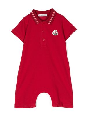 Moncler Enfant logo-patch stretch-cotton romper - Red