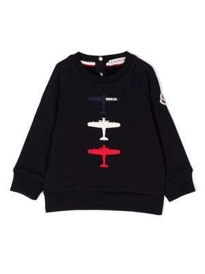 Moncler Enfant logo-patch stretch-cotton sweatshirt - Blue