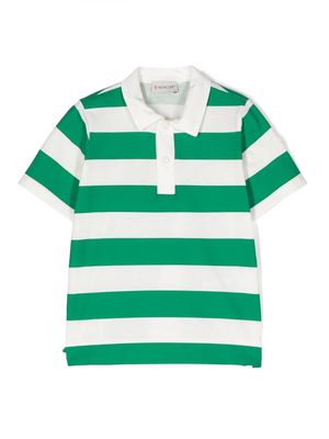 Moncler Enfant logo-patch striped polo shirt - White