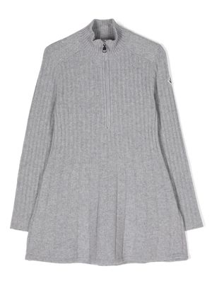 Moncler Enfant logo-patch virgin wool dress - Grey