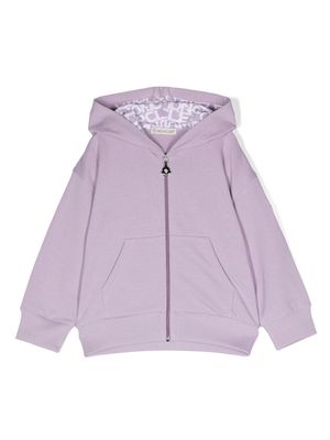Moncler Enfant logo-patch zip-up hoodie - Purple