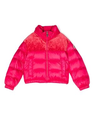 Moncler Enfant logo-patch zip-up padded jacket - Pink