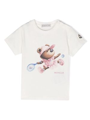 Moncler Enfant logo-print bear-motif T-shirt - White