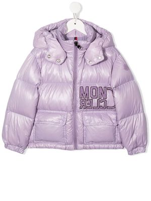 Moncler Enfant logo-print bomber jacket - Purple