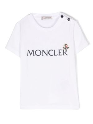 Moncler Enfant logo-print cotton-blend T-shirt - White