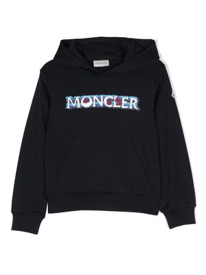 Moncler Enfant logo-print cotton hoodie - Blue