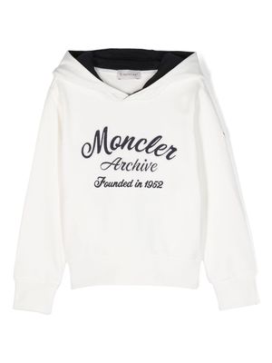 Moncler Enfant logo-print cotton hoodie - White
