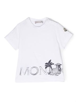 Moncler Enfant logo-print crew neck T-shirt - White