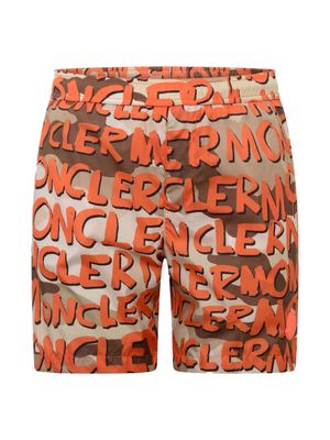 Moncler Enfant logo-print elasticated-waistband swim shorts - Orange