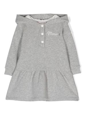 Moncler Enfant logo-print hooded dress - Grey
