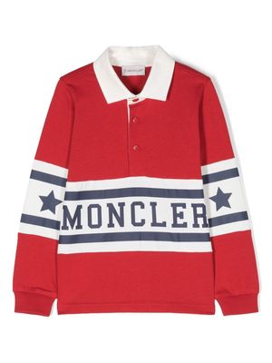 Moncler Enfant logo-print jersey polo shirt - Red