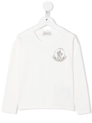 Moncler Enfant logo-print long-sleeve cotton T-shirt - White