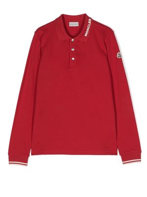 Moncler Enfant logo-print long-sleeve polo shirt - Red