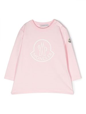 Moncler Enfant logo print long-sleeved T-shirt - Pink