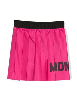 Moncler Enfant logo-print pleated skirt - Pink