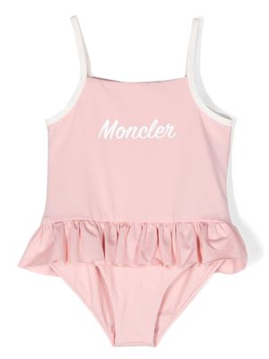 Moncler Enfant logo-print skirt swimsuit - Pink
