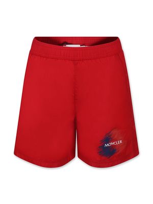 Moncler Enfant logo-print swim shorts - Red