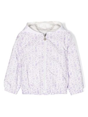 Moncler Enfant logo-print zip-up hooded jacket - Purple