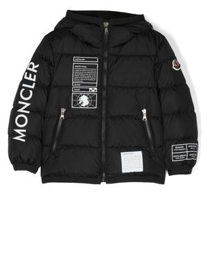 Moncler Enfant logo-print zip-up padded jacket - Black