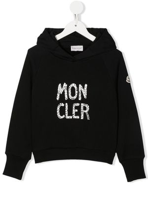 Moncler Enfant logo printed hoodie - Black