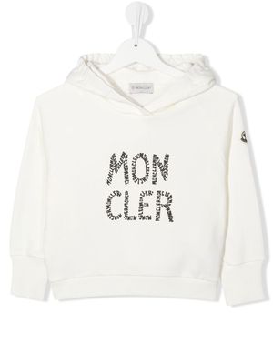Moncler Enfant logo printed hoodie - White