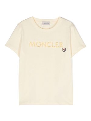 Moncler Enfant logo-raised cotton T-shirt - Yellow