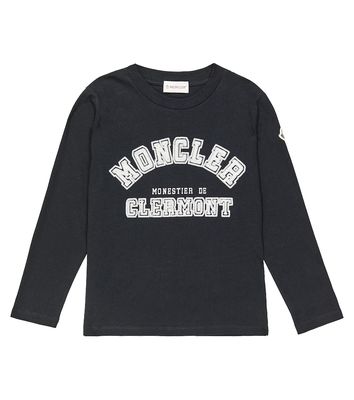 Moncler Enfant Logo sequined cotton jersey top