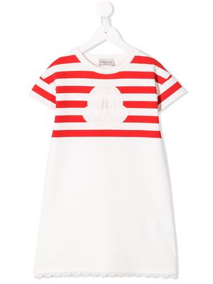 Moncler Enfant logo striped T-shirt dress - White