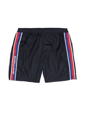 Moncler Enfant logo-tape swim shorts - Blue