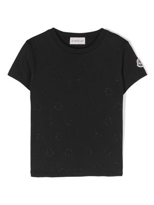 Moncler Enfant monogram cotton T-shirt - Black