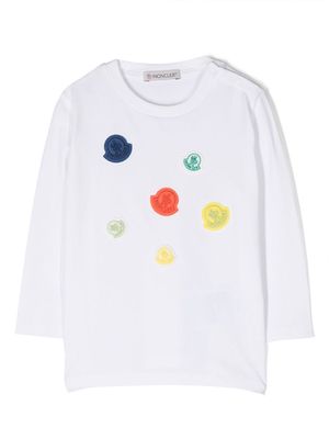 Moncler Enfant multi-logo-patch jersey top - White