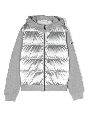 Moncler Enfant padded fleece zip-up hoodie - Silver