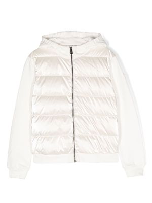 Moncler Enfant padded fleece zip-up hoodie - White