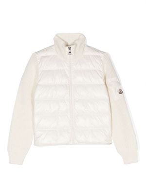 Moncler Enfant padded-panel ribbed-knit jacket - White